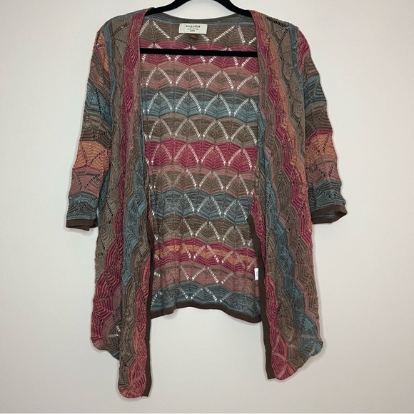SONOMA 100% Cotton Colorful Rainbow Open Knit Lightweight Waterfall Cardigan - Picture 1 of 8
